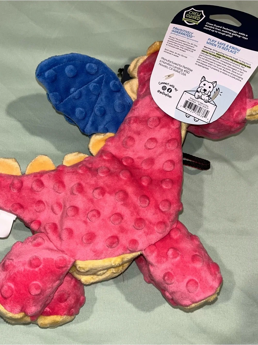 goDog Bubble Plush Dragons Squeaky Dog Toy